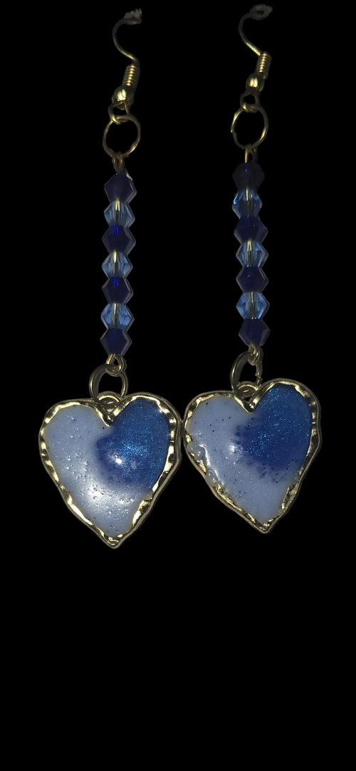 Earrings ( hand-made, crystal beads and resin)